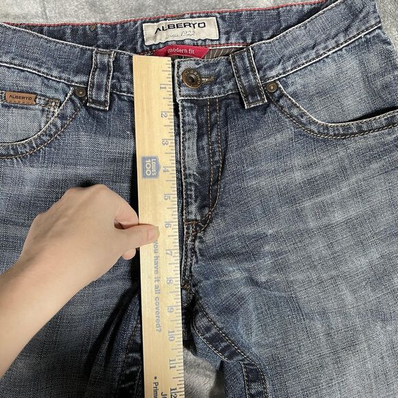 Alberto Modern Fit Dave Tinted Cross Jeans Mens 32x32 Blue Medium Wash Straight - Picture 4 of 11